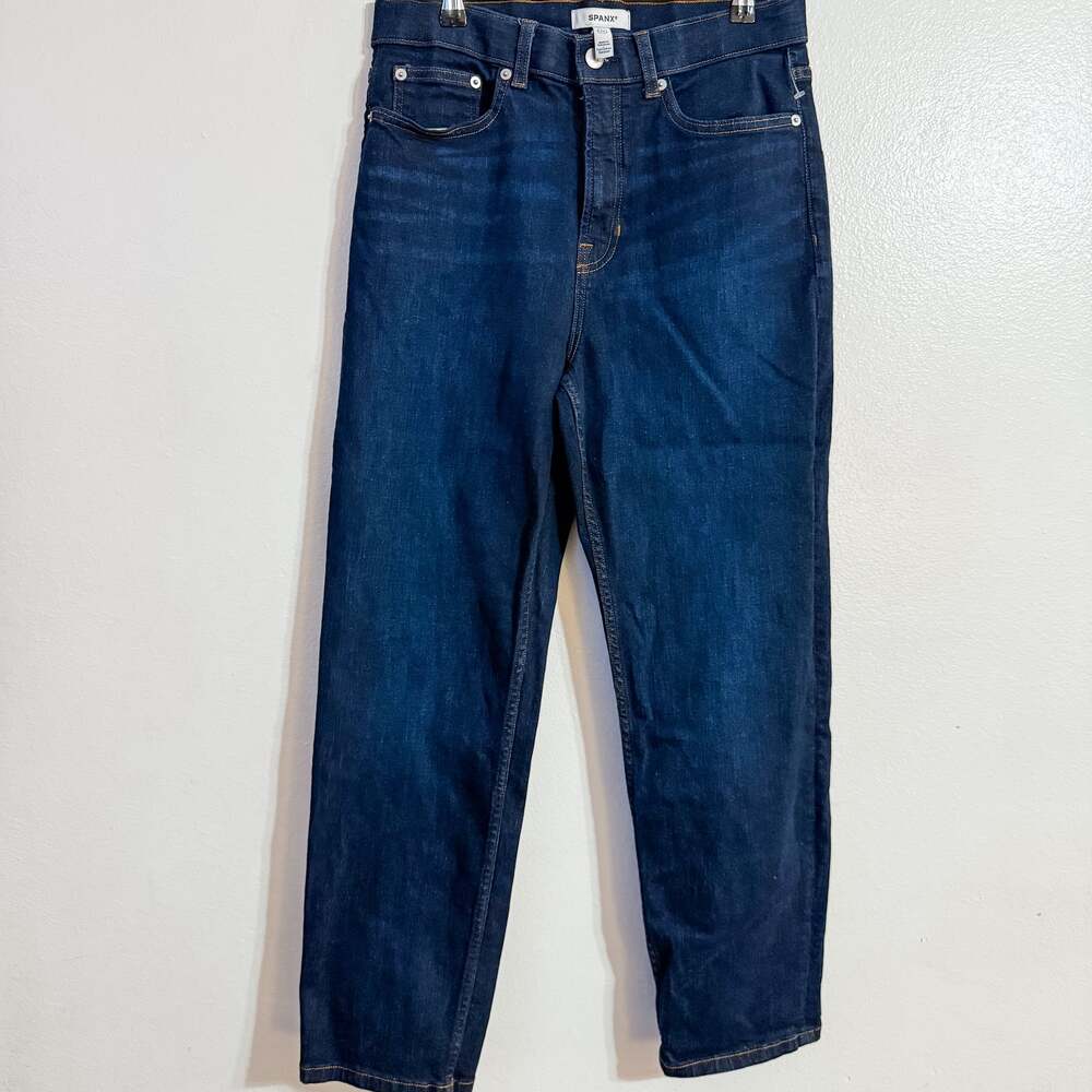 SPANX Stretch Flare / Straight Ankle Denim Jeans- Midnight Shade Size 12